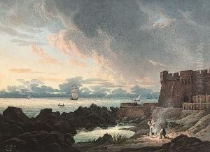 Dusk At A Fortified Harbour, Possibly Valletta