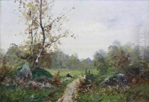 Fermiere Sur Le Chemin En Campagne by Edma Morizot