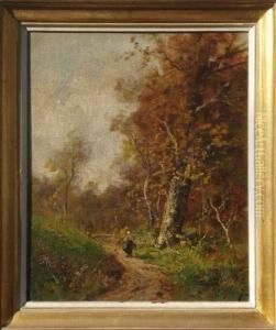 Paysanne Sur Le Chemin En Foret. by Edma Morizot