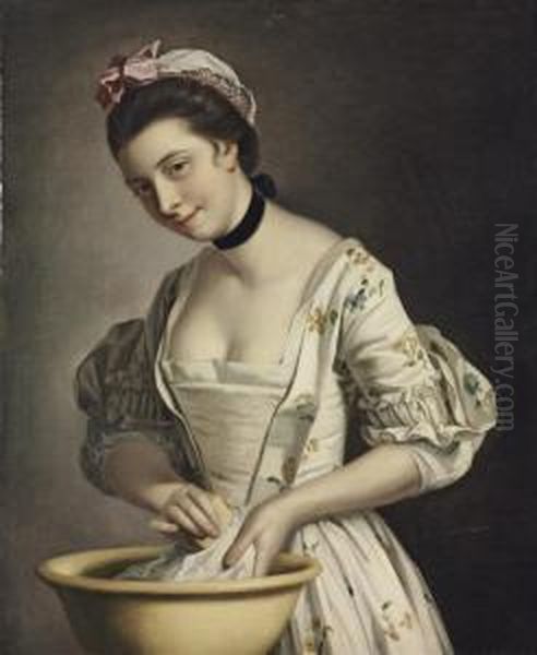 A Lady's Maid Soaping Linen by Henry Robert Morland