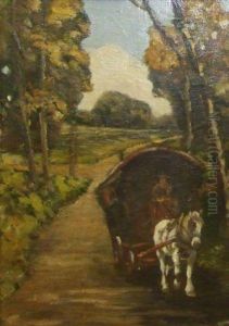 Gypsy Caravan In Country Road