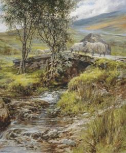Sheep On A Stone Bridge by Robert Morley