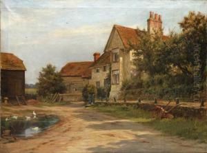 Farm Bulding And A Pond by Robert Morley