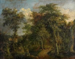 Pastoralt Skogslandskap Med Figurer by Axel Otto Morner