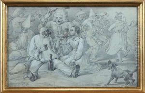 Teatersallskap, Signerad Och Daterad Morner by Hjalmar Morner