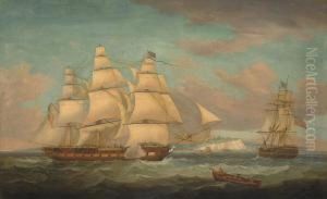An East Indiaman In Two Positions Off Dover Calling For A Pilot
