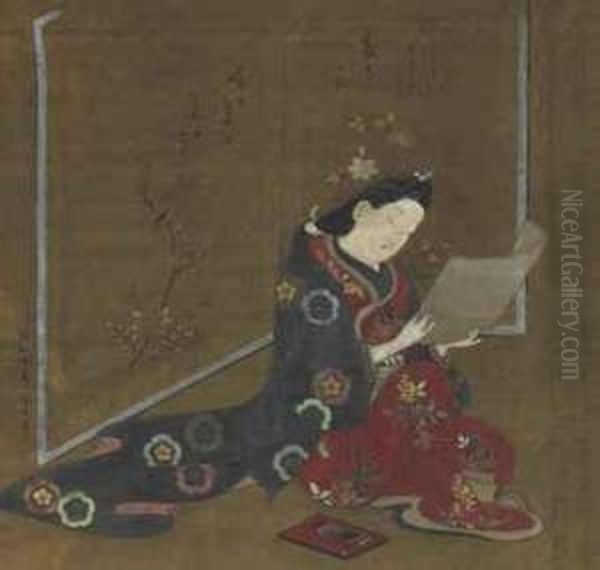 Beauty Reading A Letter Beside A Screen - view 1