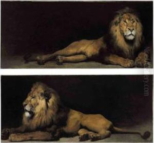 Reclining Lions by Aime Morot