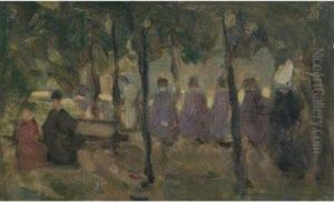 Schoolgirls And A Nun In The Park