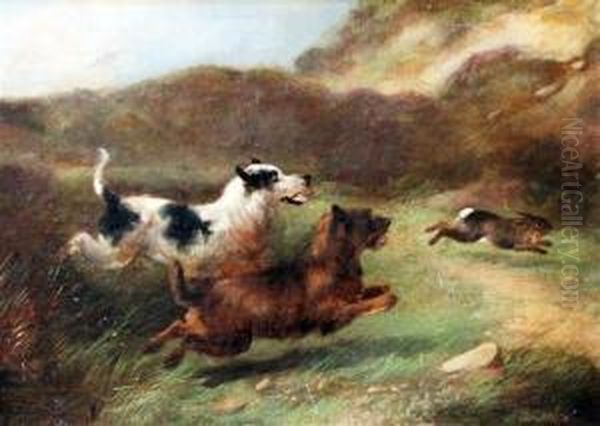 Terriers Chasing A Rabbit - view 1