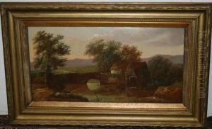 Studyof A Watermill Beside A Bridge by Charles Morris
