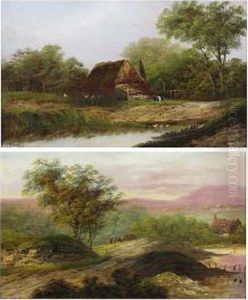 Rustic Dwelling By A Pond by Charles Morris