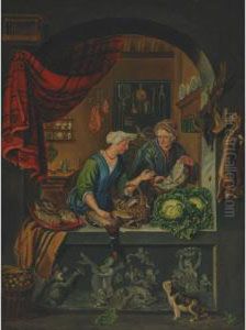 The Butcher""""s Shop With A Cat By The Window (in The Dutchmanner) by H. Morris