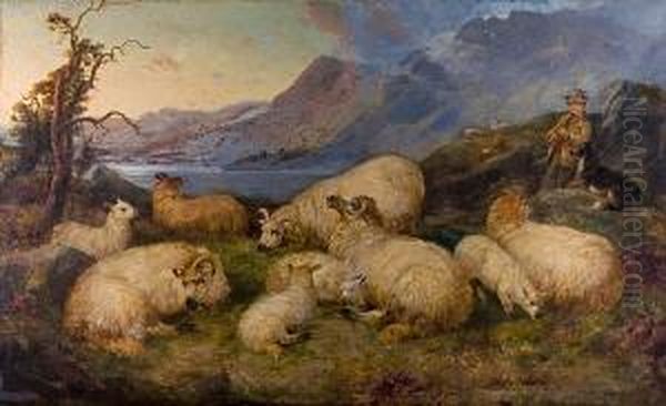 Shepherd Boy With His Flock In Thehighlands - view 1