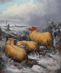 Sheep In Snow And In The Mountains by James W. Morris