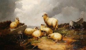 Sheep In A Highland Landscape by John Morris