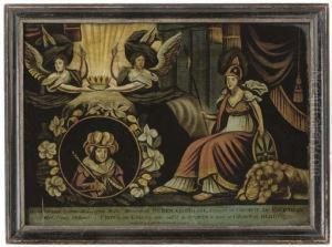 A George Iv Mezzotint-under-glass Commemorating The Death Of Queen Caroline A George Iv Mezzotint-under-glass Commemorating The Death Of Queen Caroline