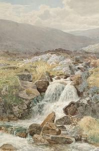 Sheep Grazing By A Moorland Stream by William Sidney Morrish