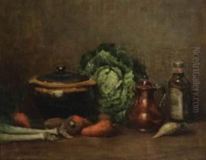 Stilleven Met Groenten Op Tafel by Frans Mortelmans