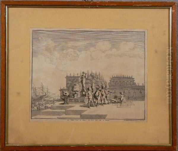 Le Palais Orne De Statues Ou Bord De La Mer A Gennes - view 1