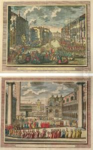 Il Doge In Processione In Piazzetta San Marco. La Regata In Canal Grande by Pierre (Pieter) Mortier