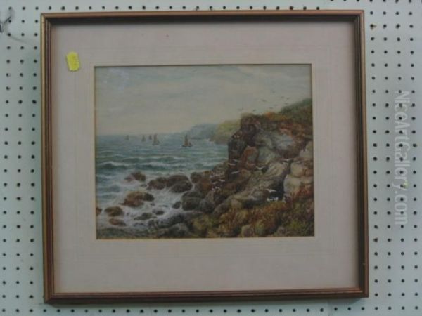 Coastal Scene With Rocky Outcrop And Sailing Boats - view 1