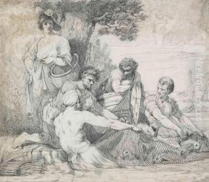 Fishermen Drawing In Their Nets