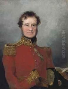 Portrait Of Lord Fitzroy James Henry Somerset, 1st Baron Raglan(1788-1855), Half-length, In Military Uniform, A Plumed Hat Underhis Left Arm by Andrew Morton