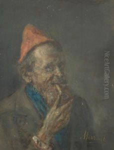 Vecchio Con Pipa by Natale Morzenti