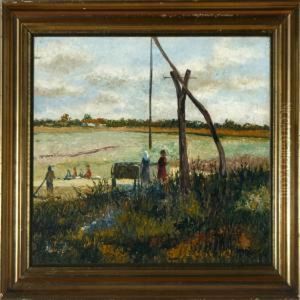 Harvest Scenery. Signed Ch. Moser by Christian Moser