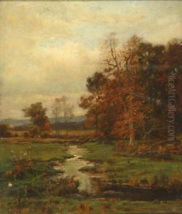 Autumnal River Landscape by James Henry Moser