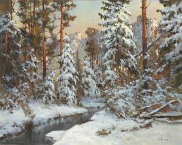 A Wooded Landscape In Winter - view 1