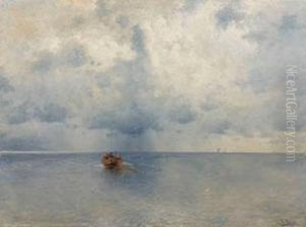 Grose Kustenlandschaft Mit Fischern In Ihrem Ruderboot - view 1