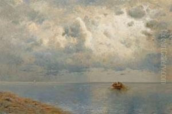 Grose Kustenlandschaft Mit Fischern In Ihrem Ruderboot - view 1