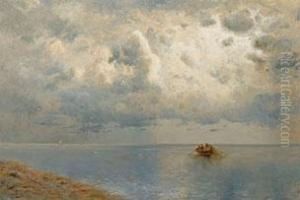 Grose Kustenlandschaft Mit Fischern In Ihrem Ruderboot by Karl Moser