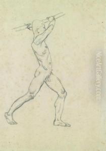 Standing Male Nude Swinginga Pole by Kolo Moser