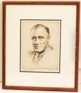 Etching Of Roosevelt by Harry S. Moskovitz