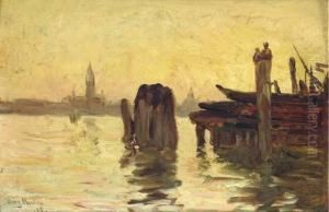 A View Of The Venetian Lagoon At Dusk by Gustave Henry Mosler