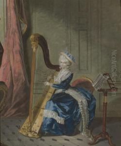 Une Jeune Femme Jouant De La Harpe Dans Un Interieur