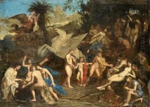 Pegasus Amongst The Muses On Mount Parnassus by Pierre Mosnier