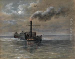 Dampfer Im Mondlicht by Joseph Mossmer