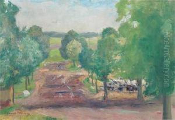 Landscape With Road, Cattle And Trees. - view 1