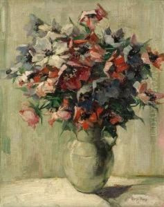 Mosson, George: Flowers, 1924. Oil On Canvas.signed And Dated. - Restored. Minimally Stained by Georges Mosson