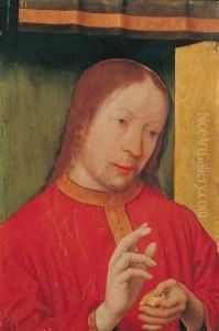 Christus Segnet Dasbrot by Jan Mostaert