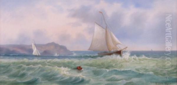 Depicting Sailboats At Sea - view 1