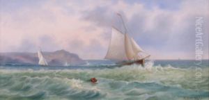 Depicting Sailboats At Sea by Alden Mote