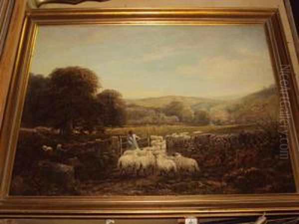 Shepherd And Flock By A Gateway - view 1