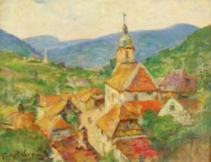 Vista De Pueblo Con Iglesia
