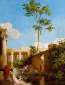 Scene De Bain A L'antique by Victor Louis Mottez