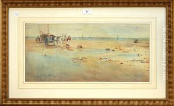 Coastal Landscape With Figures And Carts Unloading The Catch From A Beached Boat - view 1